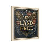 Framed Canvas - "Land of the Free" Patriotic Eagle Wall Art