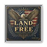 Framed Canvas - "Land of the Free" Patriotic Eagle Wall Art