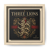 Three Lions Framed Canvas Wall Art — Heraldic England Crest Matte Print