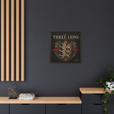 Three Lions Framed Canvas Wall Art — Heraldic England Crest Matte Print
