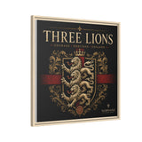 Three Lions Framed Canvas Wall Art — Heraldic England Crest Matte Print