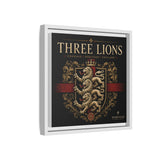 Three Lions Framed Canvas Wall Art — Heraldic England Crest Matte Print