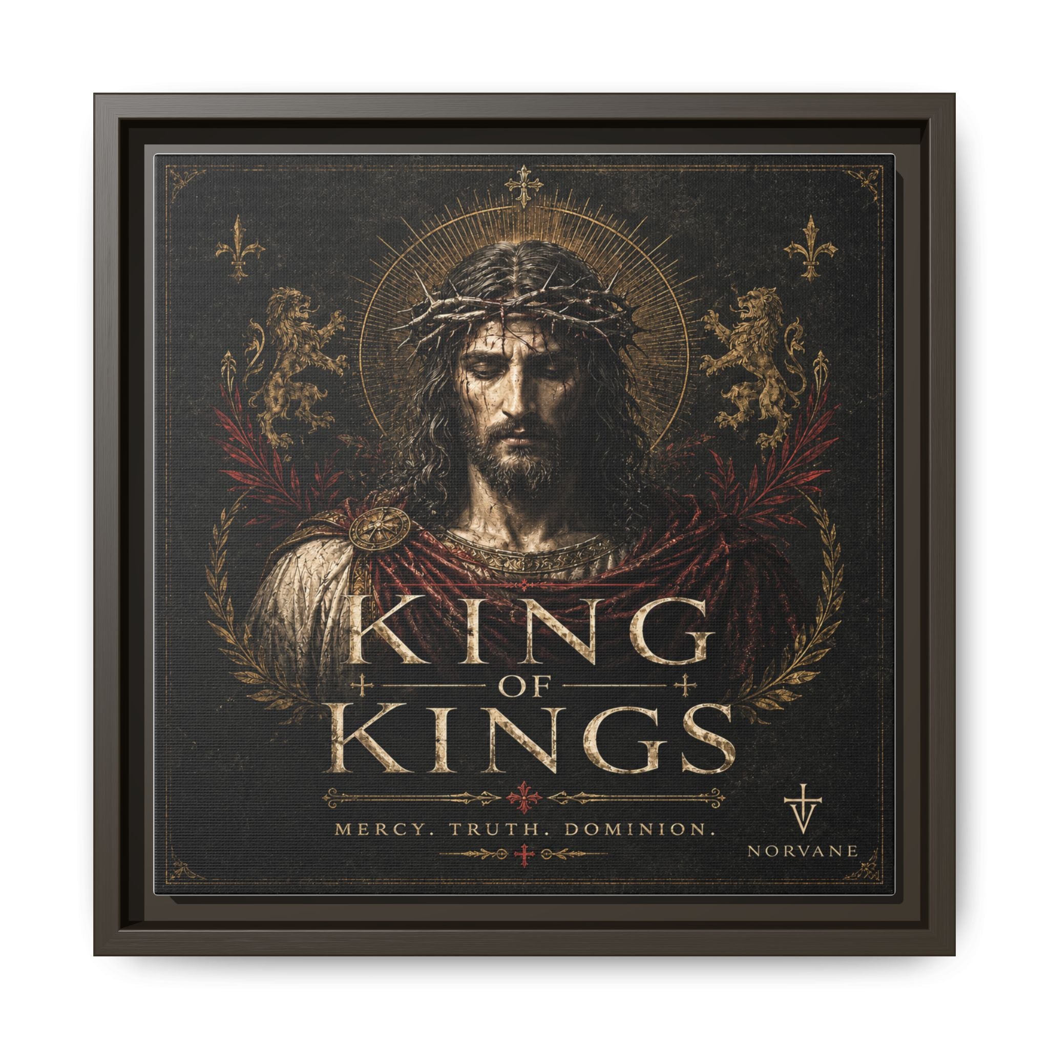 King of Kings Matte Canvas Print (Framed) — Religious Jesus Wall Art