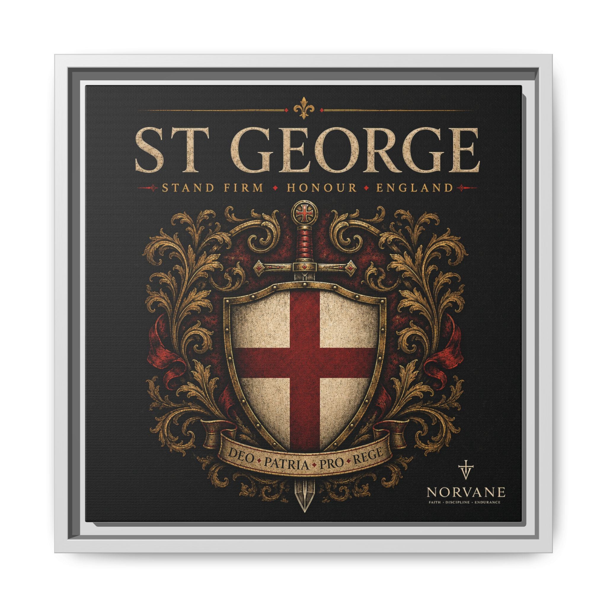 St George Shield Matte Canvas Framed Wall Art — England Crest Decor