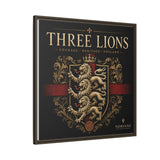 Three Lions Framed Canvas Wall Art — Heraldic England Crest Matte Print