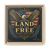Framed Canvas - "Land of the Free" Patriotic Eagle Wall Art
