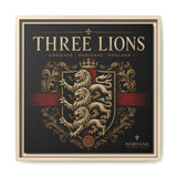 Three Lions Framed Canvas Wall Art — Heraldic England Crest Matte Print