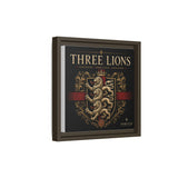 Three Lions Framed Canvas Wall Art — Heraldic England Crest Matte Print