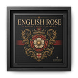 English Rose Matte Framed Canvas – Vintage Tudor Crest Wall Art
