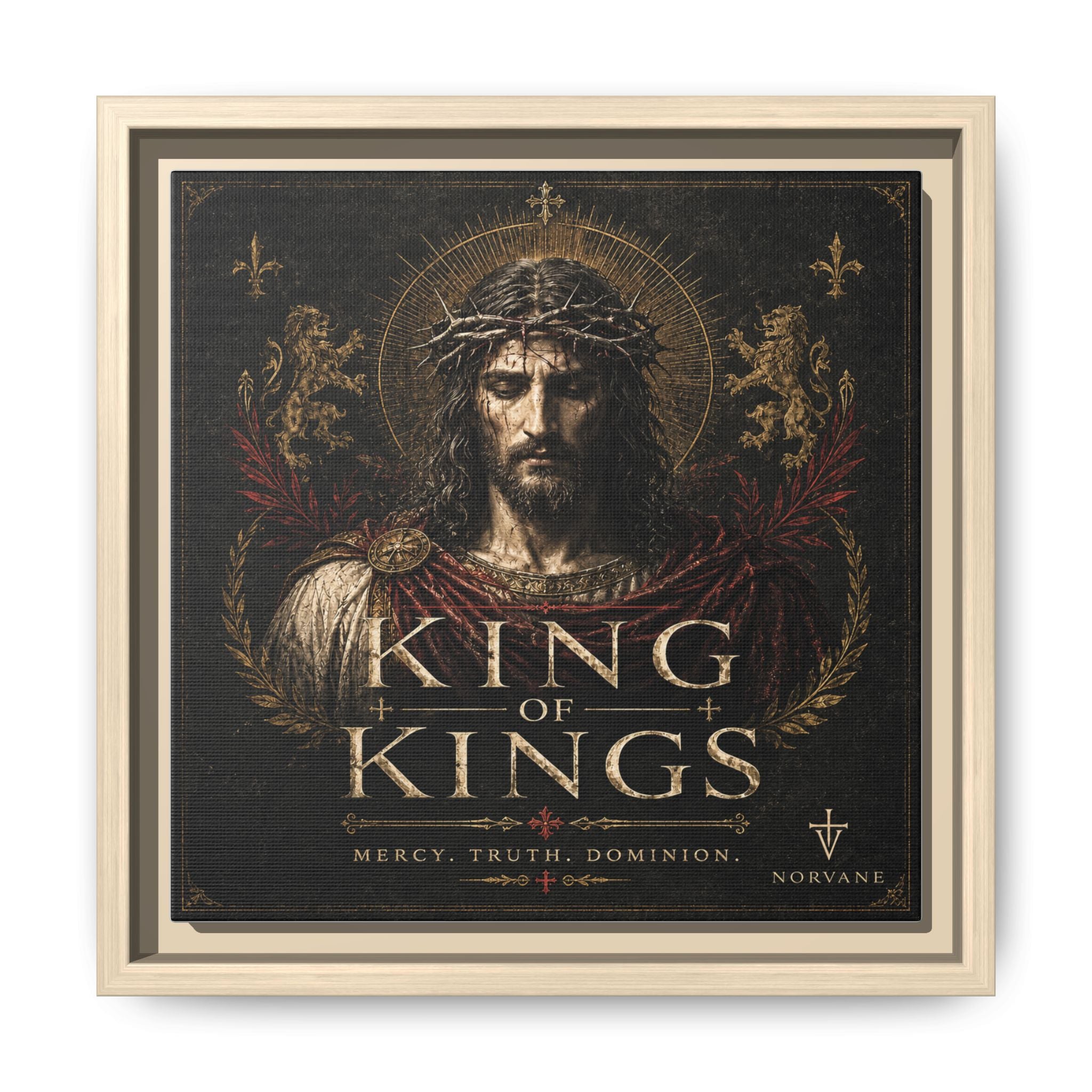King of Kings Matte Canvas Print (Framed) — Religious Jesus Wall Art