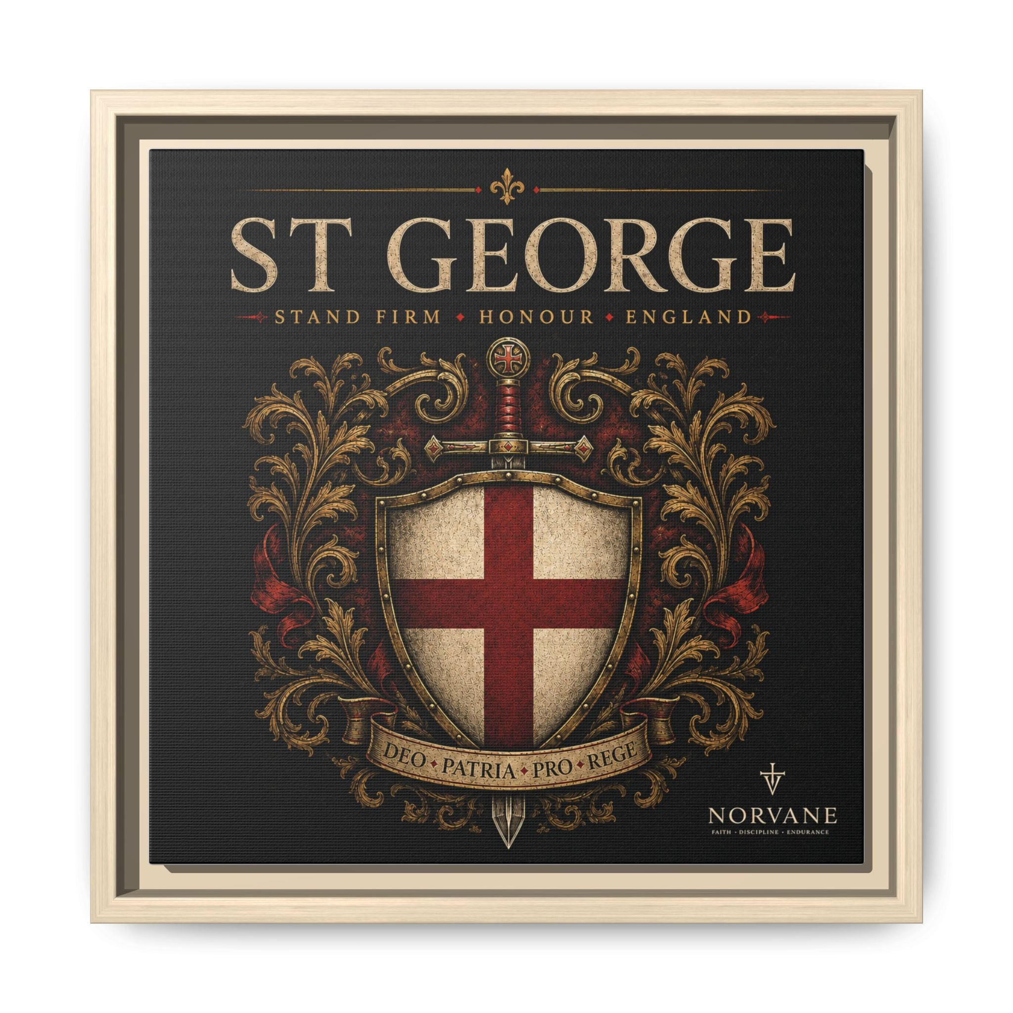 St George Shield Matte Canvas Framed Wall Art — England Crest Decor