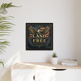 Framed Canvas - "Land of the Free" Patriotic Eagle Wall Art