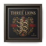 Three Lions Framed Canvas Wall Art — Heraldic England Crest Matte Print