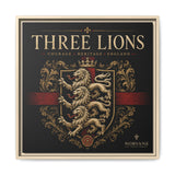 Three Lions Framed Canvas Wall Art — Heraldic England Crest Matte Print
