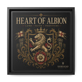 Heart of Albion Framed Canvas Wall Art — Vintage English Lion Crest