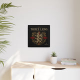 Three Lions Framed Canvas Wall Art — Heraldic England Crest Matte Print