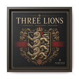 Three Lions Framed Canvas Wall Art — Heraldic England Crest Matte Print