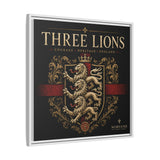 Three Lions Framed Canvas Wall Art — Heraldic England Crest Matte Print