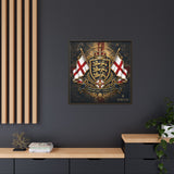 Matte Canvas: Lionheart England Crest Wall Art — Framed Union Jack Shield Print
