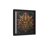 Britannia Lion Framed Canvas Wall Art — Union Jack Crest, 'Britannia • Unity • Pride'
