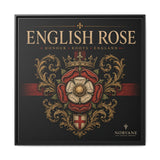 English Rose Matte Framed Canvas – Vintage Tudor Crest Wall Art