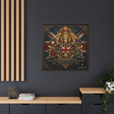 Britannia Lion Framed Canvas Wall Art — Union Jack Crest, 'Britannia • Unity • Pride'