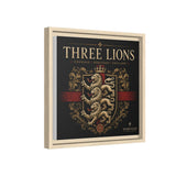 Three Lions Framed Canvas Wall Art — Heraldic England Crest Matte Print