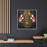 Matte Canvas: Lionheart England Crest Wall Art — Framed Union Jack Shield Print