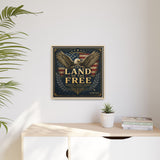 Framed Canvas - "Land of the Free" Patriotic Eagle Wall Art