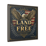 Framed Canvas - "Land of the Free" Patriotic Eagle Wall Art