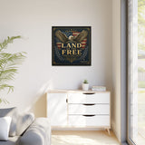 Framed Canvas - "Land of the Free" Patriotic Eagle Wall Art