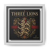 Three Lions Framed Canvas Wall Art — Heraldic England Crest Matte Print