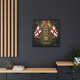 Matte Canvas: Lionheart England Crest Wall Art — Framed Union Jack Shield Print
