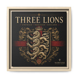 Three Lions Framed Canvas Wall Art — Heraldic England Crest Matte Print