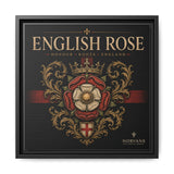 English Rose Matte Framed Canvas – Vintage Tudor Crest Wall Art
