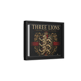Three Lions Framed Canvas Wall Art — Heraldic England Crest Matte Print