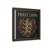 Three Lions Framed Canvas Wall Art — Heraldic England Crest Matte Print