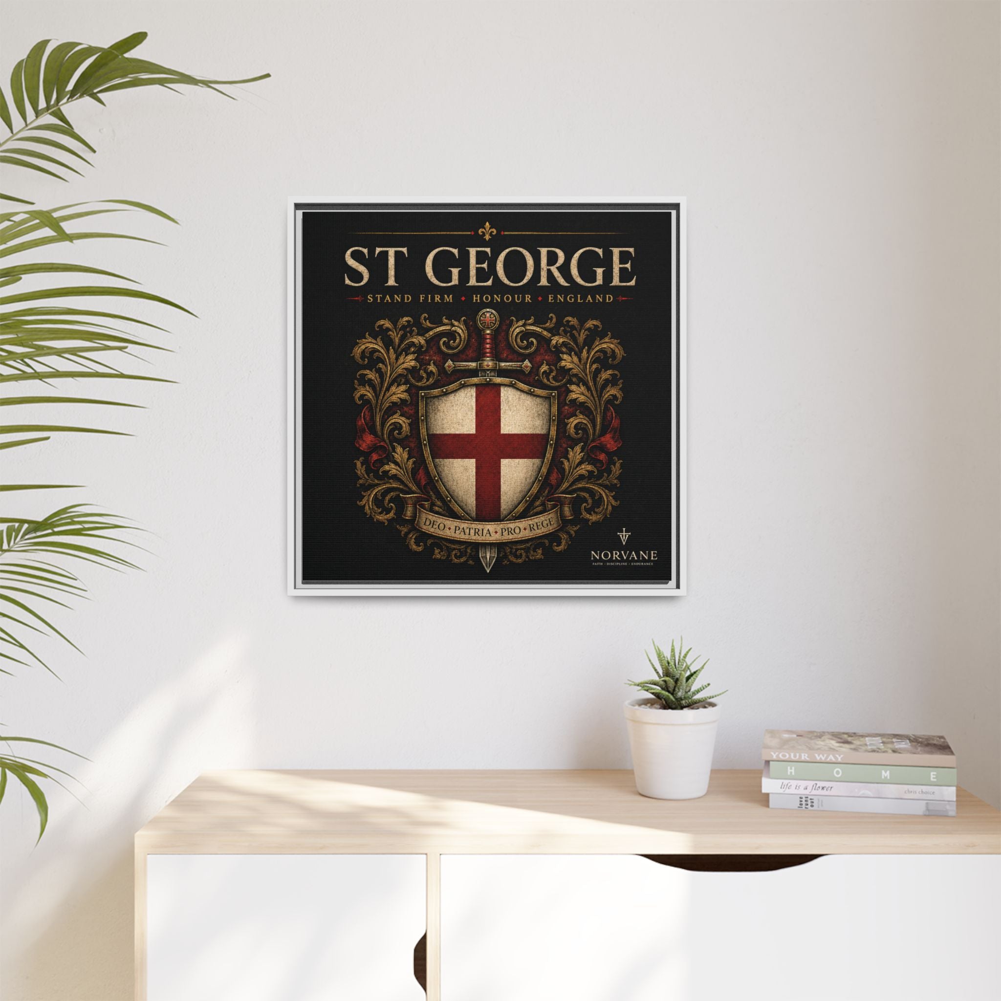 St George Shield Matte Canvas Framed Wall Art — England Crest Decor