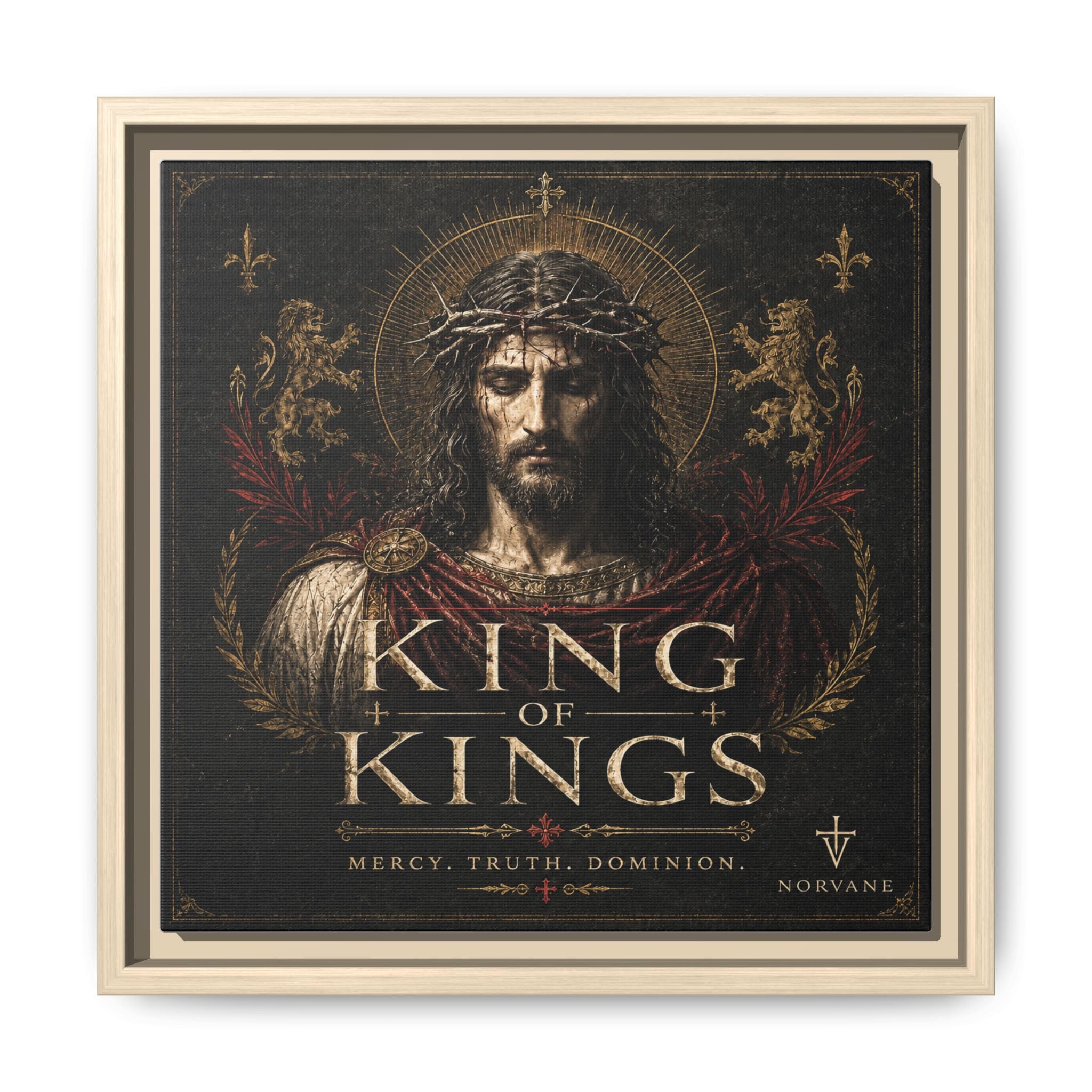 King of Kings Matte Canvas Print (Framed) — Religious Jesus Wall Art