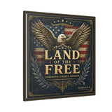 Framed Canvas - "Land of the Free" Patriotic Eagle Wall Art