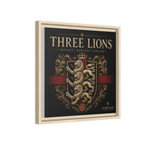 Three Lions Framed Canvas Wall Art — Heraldic England Crest Matte Print