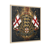 Matte Canvas: Lionheart England Crest Wall Art — Framed Union Jack Shield Print