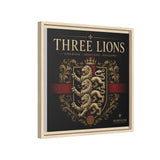 Three Lions Framed Canvas Wall Art — Heraldic England Crest Matte Print