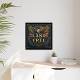 Framed Canvas - "Land of the Free" Patriotic Eagle Wall Art