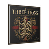 Three Lions Framed Canvas Wall Art — Heraldic England Crest Matte Print