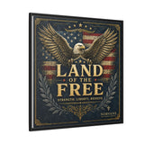 Framed Canvas - "Land of the Free" Patriotic Eagle Wall Art
