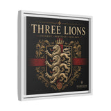 Three Lions Framed Canvas Wall Art — Heraldic England Crest Matte Print