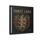 Three Lions Framed Canvas Wall Art — Heraldic England Crest Matte Print