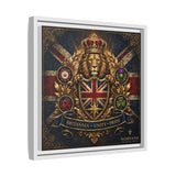 Britannia Lion Framed Canvas Wall Art — Union Jack Crest, 'Britannia • Unity • Pride'