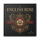 English Rose Matte Framed Canvas – Vintage Tudor Crest Wall Art
